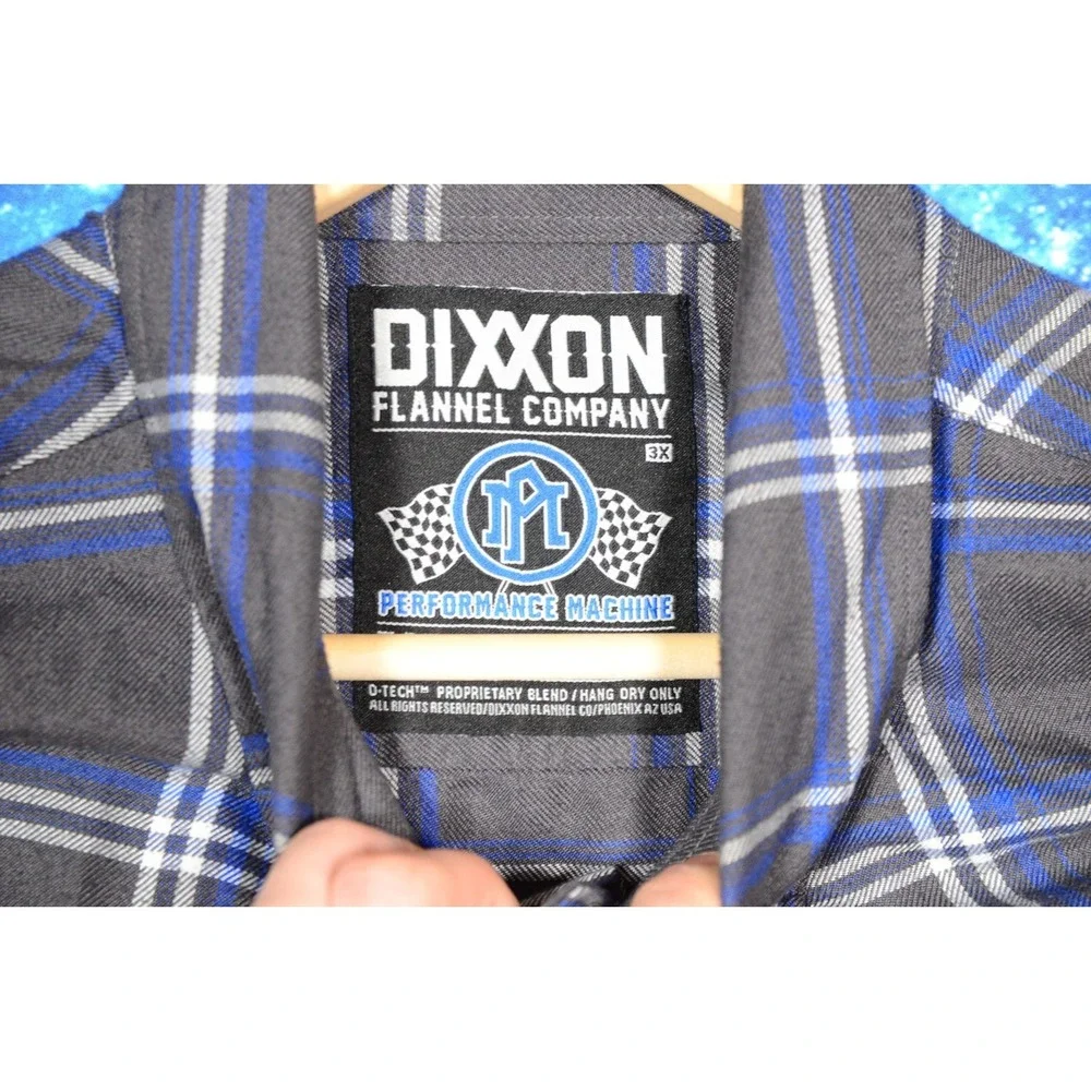 Dixxon Flannel Company Shirt Mens 3XL Gray Blue Plaid Snap‎ Performance Machine